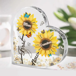 Grandma, You Are The Sun In My Life - Family Personalized Custom Heart Shaped Acrylic Plaque - Mother's Day, Gift For Mom, Grandma