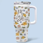 We Are Born Of Love, Love Is Our Mum - Family Personalized Custom 3D Inflated Effect Printed 40 Oz Stainless Steel Tumbler With Handle - Mother's Day, Gift For Mom, Grandma