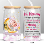 Custom Photo Our Adventures Are About To Start - Family Personalized Custom Glass Cup, Iced Coffee Cup - Mother's Day, Baby Shower Gift, Gift For New Moms