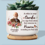Custom Photo Memorial Robin Garden Decor - Personalized Ceramic Plant Pot