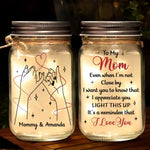 Thank You For Being The Light In My Life - Family Personalized Custom Mason Jar Light - Mother's Day, Gift For Mom, Grandma