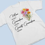 Grandma Bear Flowers - Family Personalized Custom Unisex T-shirt, Hoodie, Sweatshirt - Mother's Day, Gift For Mom, Grandma, Great Grandma