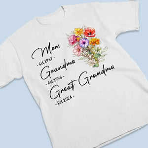 Grandma Bear Flowers - Family Personalized Custom Unisex T-shirt, Hoodie, Sweatshirt - Mother's Day, Gift For Mom, Grandma