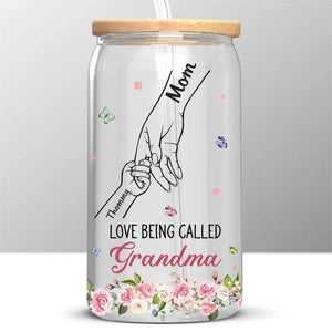 Love Being Called Grammy - Family Personalized Custom Glass Cup, Iced Coffee Cup - Mother's Day, Gift For Mom, Grandma