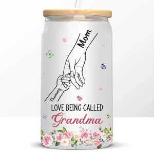 Love Being Called Grammy - Family Personalized Custom Glass Cup, Iced Coffee Cup - Mother's Day, Gift For Mom, Grandma