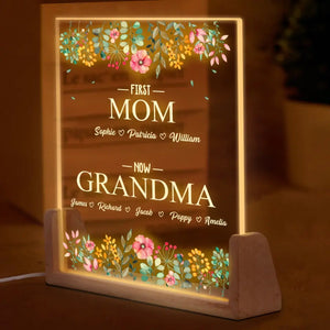 First Mom Now Grandma - Family Personalized Custom Shaped 3D LED Walnut Night Light - Mother's Day, Gift For Mom, Grandma