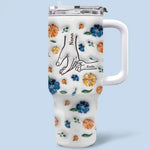 Custom Name Floral Mom Gifts - Personalized 40 Oz Tumbler With Handle