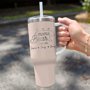 Once You’re A Mom, You’re Always A Mom - Family Personalized Custom 40 Oz Stainless Steel Tumbler With Handle - Mother's Day, Gift For Mom, Grandma