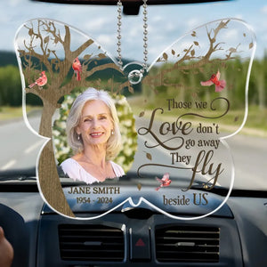 Custom Photo Forever Present In Our Hearts - Memorial Personalized Custom Car Ornament - Acrylic Custom Shaped - Sympathy Gift For Family Members