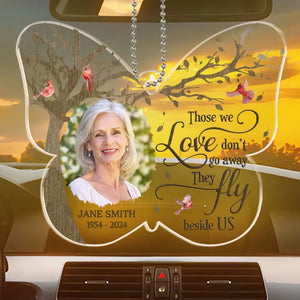 Custom Photo Forever Present In Our Hearts - Memorial Personalized Custom Car Ornament - Acrylic Custom Shaped - Sympathy Gift For Family Members