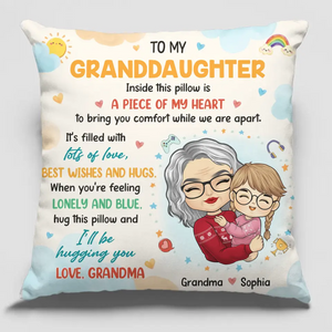 I'll Be Hugging You - Family Personalized Custom Pillow - Gift From Grandma
