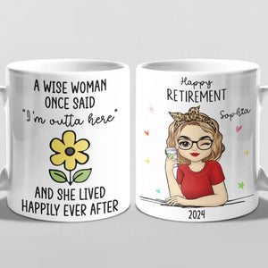 She Lived Happily Ever After - Personalized Custom Mug - Appreciation, Retirement Gift For Coworkers, Work Friends, Colleagues