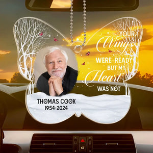 Custom Photo My Heart Was Not Ready For Your Leave - Memorial Personalized Custom Car Ornament - Acrylic Custom Shaped - Sympathy Gift For Family Members