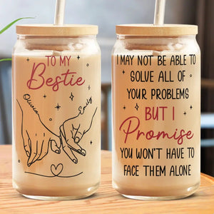 Our Friendship Is Endless - Bestie Personalized Custom Glass Cup, Iced Coffee Cup - Gift For Best Friends, BFF, Sisters