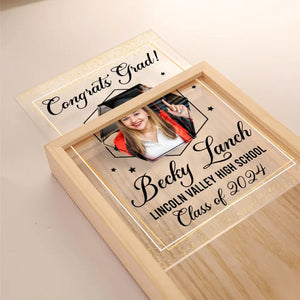 Custom Photo Congrats Grad - Family Personalized Custom Rectangle Shaped Acrylic Plaque - Graduation Gift For Siblings, Brothers, Sisters