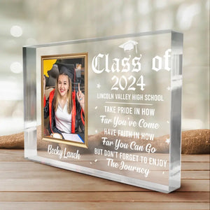 Custom Photo So Proud Of You, Happy Graduation - Family Personalized Custom Rectangle Shaped Acrylic Plaque - Gift for Graduates