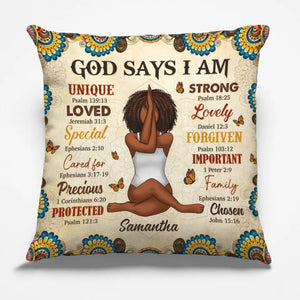God Says I Am - Yoga Personalized Custom Pillow - Gift For Yoga Lovers