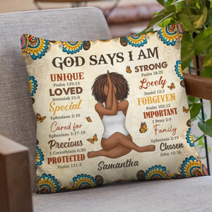 God Says I Am - Yoga Personalized Custom Pillow - Gift For Yoga Lovers