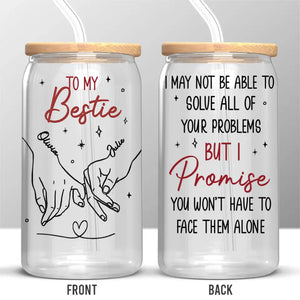 Our Friendship Is Endless - Bestie Personalized Custom Glass Cup, Iced Coffee Cup - Gift For Best Friends, BFF, Sisters