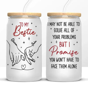 Our Friendship Is Endless - Bestie Personalized Custom Glass Cup, Iced Coffee Cup - Gift For Best Friends, BFF, Sisters