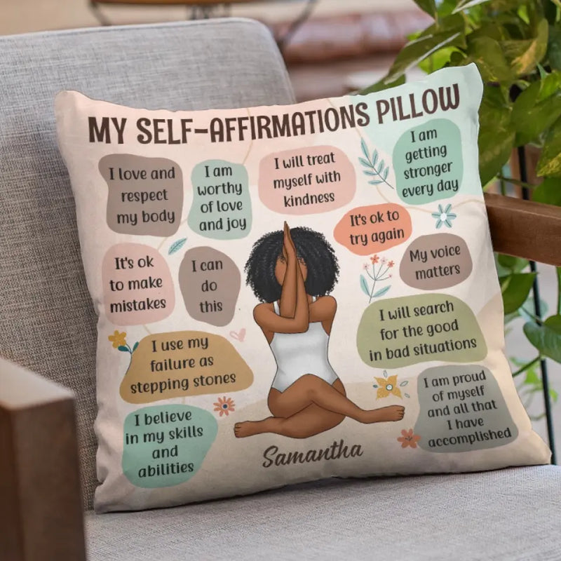 My Daily Self-Affirmations  - Yoga Personalized Custom Pillow - Gift For Yoga Lovers