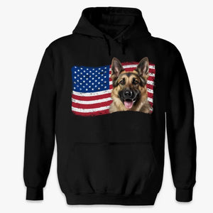 Custom Photo American Flag - Dog & Cat Personalized Custom Unisex T-shirt, Hoodie, Sweatshirt - Gift For Pet Owners, Pet Lovers