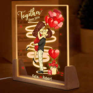 You And Me, We Are Together - Couple Personalized Custom Shaped 3D LED Walnut Night Light - Gift For Husband Wife, Anniversary