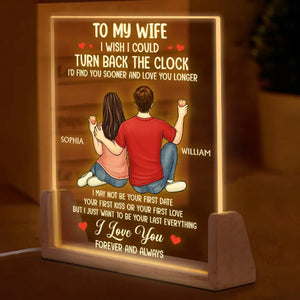 I Love You Forever And Always - Couple Personalized Custom Shaped 3D LED Walnut Night Light - Gift For Husband Wife, Anniversary