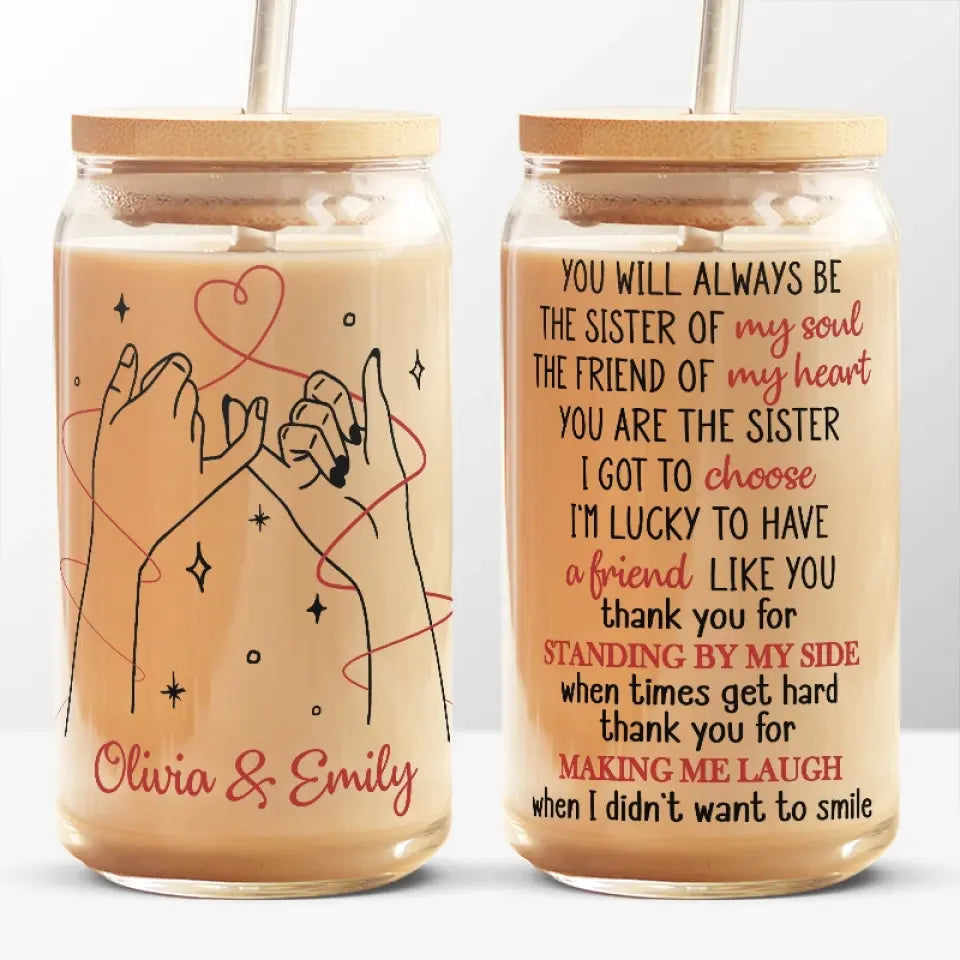 Standing By My Side - Bestie Personalized Custom Glass Cup, Iced Coffe -  Pawfect House