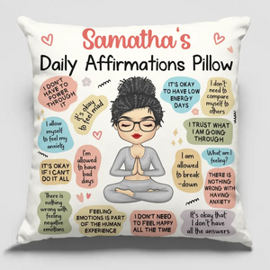 My Daily Affirmations Pillow - Yoga Personalized Custom Pillow - Gift For Yoga Lovers