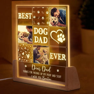 Custom Photo Thanks For Pickup My Poop And Stuff - Dog & Cat Personalized Custom Shaped 3D LED Walnut Night Light -  Father's Day, Birthday Gift For Dad