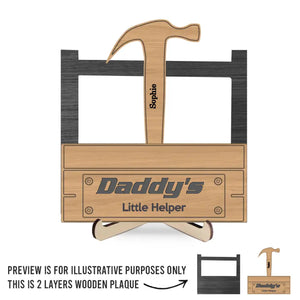 I'm Daddy's Little Helper - Family Personalized Custom 2-Layered Wooden Plaque With Stand - Father's Day, Gift For Dad, Grandpa