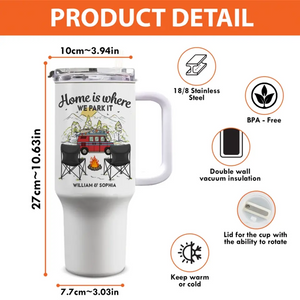 We Are Camping Partners For Life - Camping Personalized Custom 40 Oz Stainless Steel Tumbler With Handle - Gift For Camping Lovers