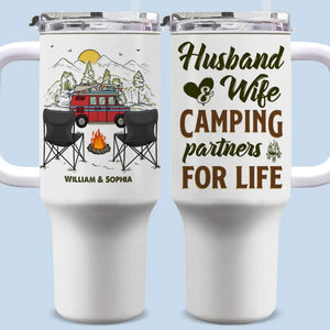 Making Memories One Campsite At A Time - Camping Personalized Custom 40 Oz Stainless Steel Tumbler With Handle - Gift For Camping Lovers