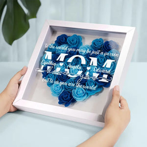 To Us, You Are The World - Family Personalized Custom Flower Shadow Box - Mother's Day, Gift For Mom, Grandma