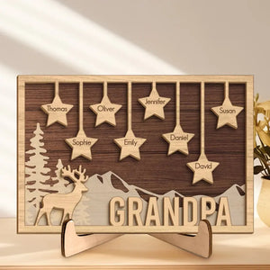 You Are My Little Stars - Family Personalized Custom 2-Layered Wooden Plaque With Stand - Gift For Dad, Grandpa