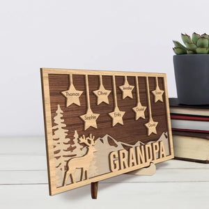 You Are My Little Stars - Family Personalized Custom 2-Layered Wooden Plaque With Stand - Gift For Dad, Grandpa