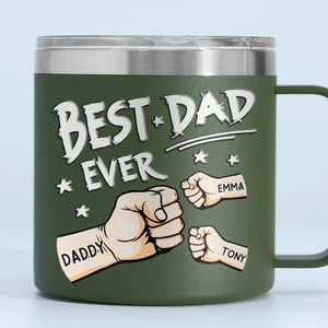 My Father Gave Me My Dreams - Family Personalized Custom 14oz Stainless Steel Tumbler With Handle - Father's Day, Gift For Dad, Grandpa