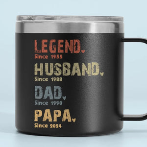 Life Of A Man - Family Personalized Custom 14oz Stainless Steel Tumbler With Handle - Father's Day, Gift For Dad, Grandpa