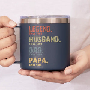 Life Of A Man - Family Personalized Custom 14oz Stainless Steel Tumbler With Handle - Father's Day, Gift For Dad, Grandpa