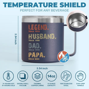 Life Of A Man - Family Personalized Custom 14oz Stainless Steel Tumbler With Handle - Father's Day, Gift For Dad, Grandpa