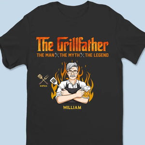The Grillfather, The Legend - Family Personalized Custom Unisex T-shirt, Hoodie, Sweatshirt - Father's Day, Gift For Dad, Grandpa