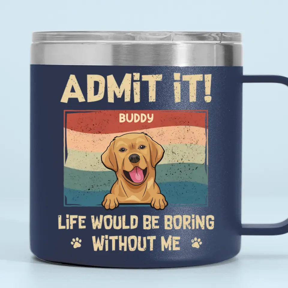 I Woof You - Dog Personalized Custom 14oz Stainless Steel Tumbler With Handle - Gift For Pet Owners, Pet Lovers