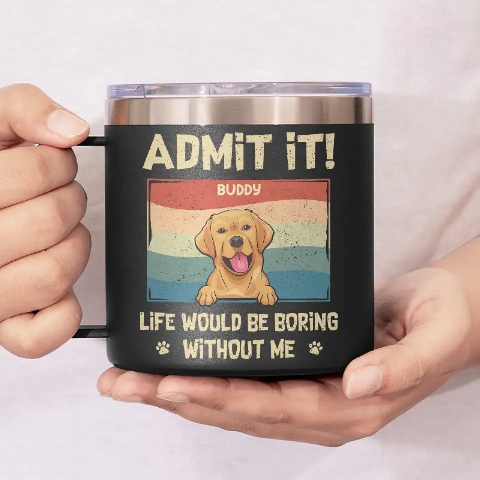 I Woof You - Dog Personalized Custom 14oz Stainless Steel Tumbler With Handle - Gift For Pet Owners, Pet Lovers