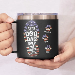 I Woof You Every Day - Dog Personalized Custom 14oz Stainless Steel Tumbler With Handle - Gift For Pet Owners, Pet Lovers