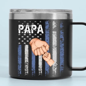 Great Fathers Find Solutions - Family Personalized Custom 14oz Stainless Steel Tumbler With Handle - Father's Day, Gift For Dad, Grandpa