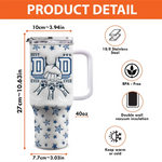 My Dad's My Best Mate - Dog & Cat Personalized Custom 3D Inflated Effect Printed 40 Oz Stainless Steel Tumbler With Handle - Father's Day, Gift For Dad, Dog Lovers, Cat Lovers