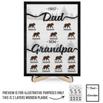 First Dad Now Grandpa - Family Personalized Custom 2-Layered Wooden Plaque With Stand - Father's Day, Gift For Dad, Grandpa