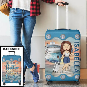 Just A Girl Who Loves Cruising - Travel Personalized Custom Luggage Cover - Holiday Vacation Gift, Gift For Adventure Travel Lovers