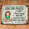 A Crazy Plant Lady And Her Spoiled Rotten Dogs Live Here - Dog Personalized Custom Home Decor Metal Sign - House Warming Gift For Pet Owners, Pet Lovers
